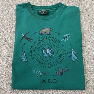 Vintage American Eagle Nature Earth Life Sustainable Rare Single Stitch T Shirt
